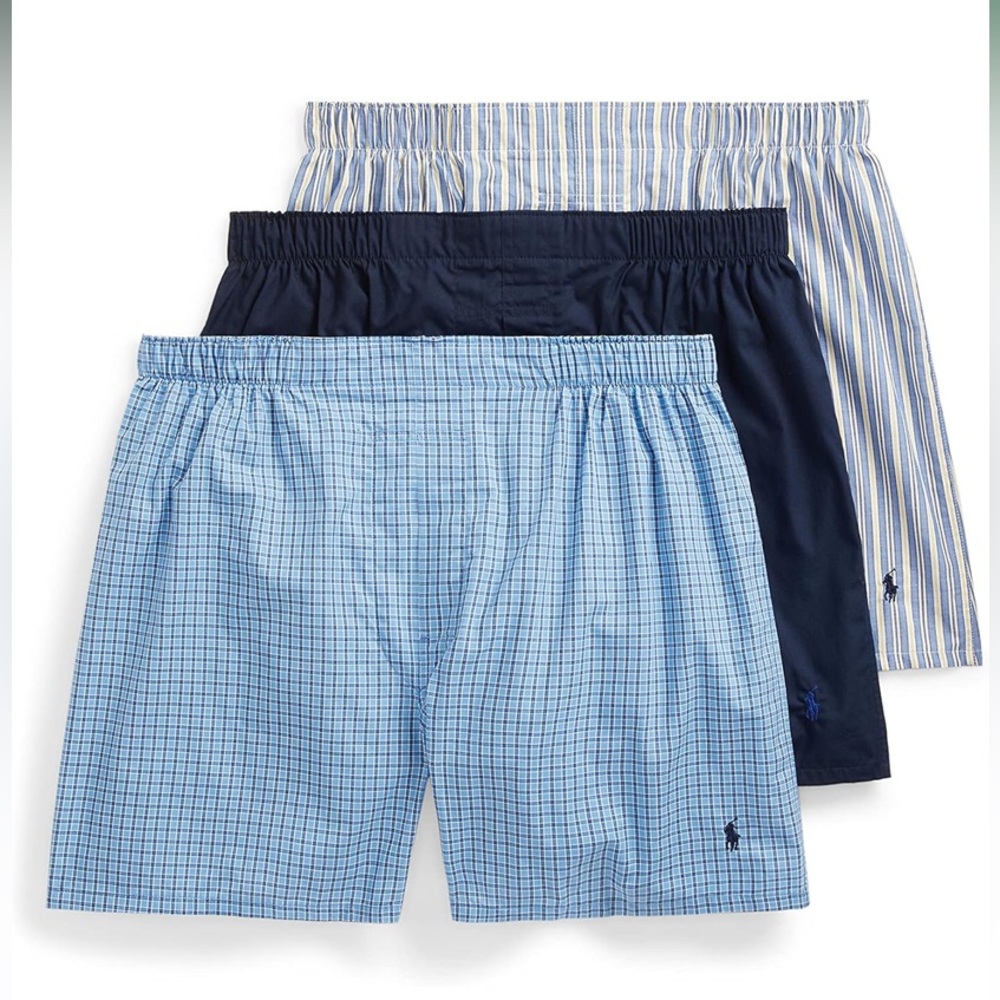 NWOT POLO RALPH LAUREN mens Classic Fit Cotton Woven Boxers 3-pack